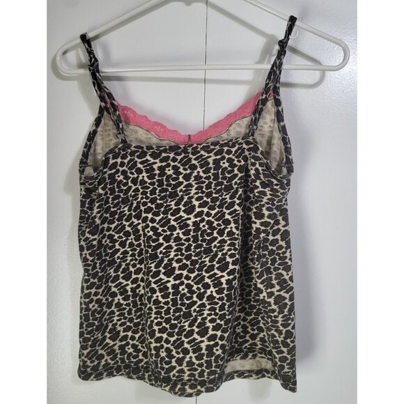 PJ SALVAGE SZ M  leopard print cami tank top pink lace adjustable straps Y2K - Picture 4 of 7